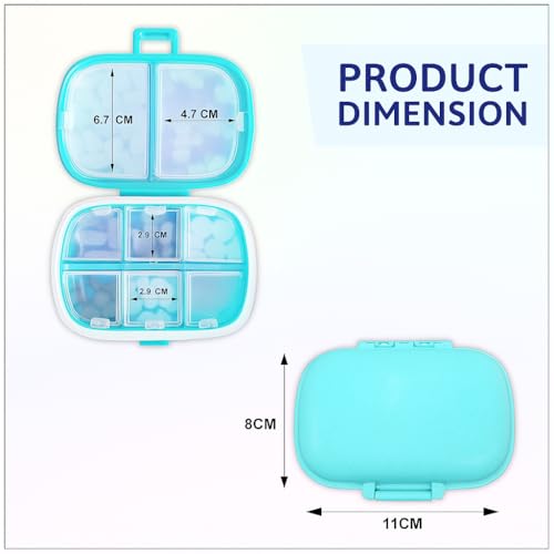 AccuPrints Sumiko Portable Empty First Aid Medicine Tablet 8 Compartments Portable Pill Case | Plastic Small Size Mini Travel Medicine Pouch Waterproof Seal Handy Pills Pocket for Travels & Gifts - Image 2
