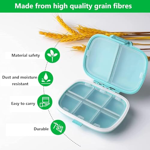 AccuPrints Sumiko Portable Empty First Aid Medicine Tablet 8 Compartments Portable Pill Case | Plastic Small Size Mini Travel Medicine Pouch Waterproof Seal Handy Pills Pocket for Travels & Gifts - Image 4