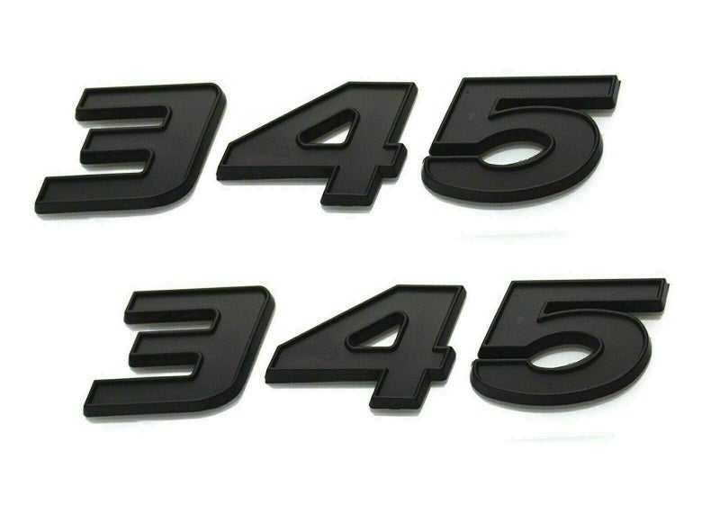 2X 345 Car Emblem 3D Badge Letter Sticker Replacement for 345 Full Matte Black - Image 2