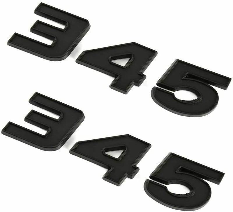 2X 345 Car Emblem 3D Badge Letter Sticker Replacement for 345 Full Matte Black - Image 1