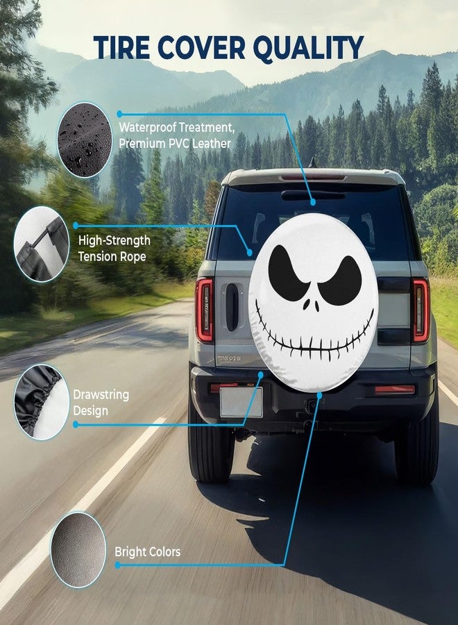 GENANY Spooky Horror Nightmare Skellington Size 16 Heavy Duty PVC Leather Spare Tire Cover, Universal Fit Tire Cover for Trailer RV Camper, Dustproof with No Camera Hole - Image 4