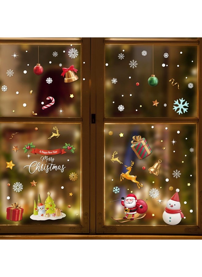 ديه كيه تي اي إيه ملصقات نوافذ عيد الميلاد من DKTIE، ملصقات نوافذ على شكل رقاقات ثلج للزجاج، زينة عيد الميلاد، ملصقات سانتا كلوز ورنة للعطلات، SDQT243  - Image 5