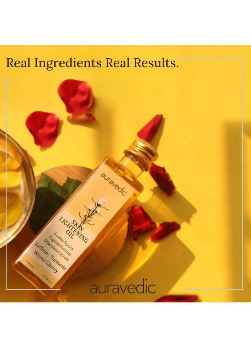 Auravedic Auravedic Saffron Face Oil with Ashwagandha & Turmeric Moisturizer, Face Serum for Glowing Skin, Pigmentation, De-tan, 100ml Non-Greasy Formula for All Skin Types  - Image 2