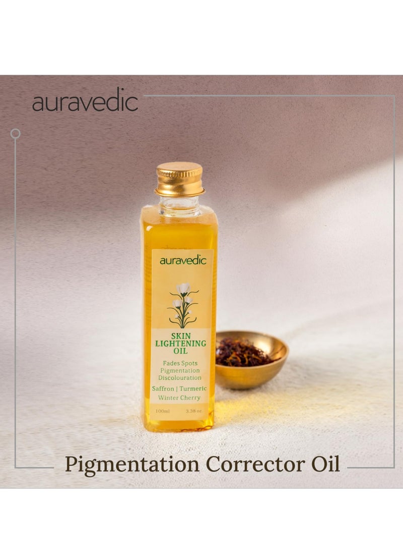 Auravedic Auravedic Saffron Face Oil with Ashwagandha & Turmeric Moisturizer, Face Serum for Glowing Skin, Pigmentation, De-tan, 100ml Non-Greasy Formula for All Skin Types  - Image 3