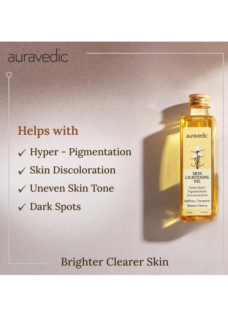 Auravedic Auravedic Saffron Face Oil with Ashwagandha & Turmeric Moisturizer, Face Serum for Glowing Skin, Pigmentation, De-tan, 100ml Non-Greasy Formula for All Skin Types  - Image 4