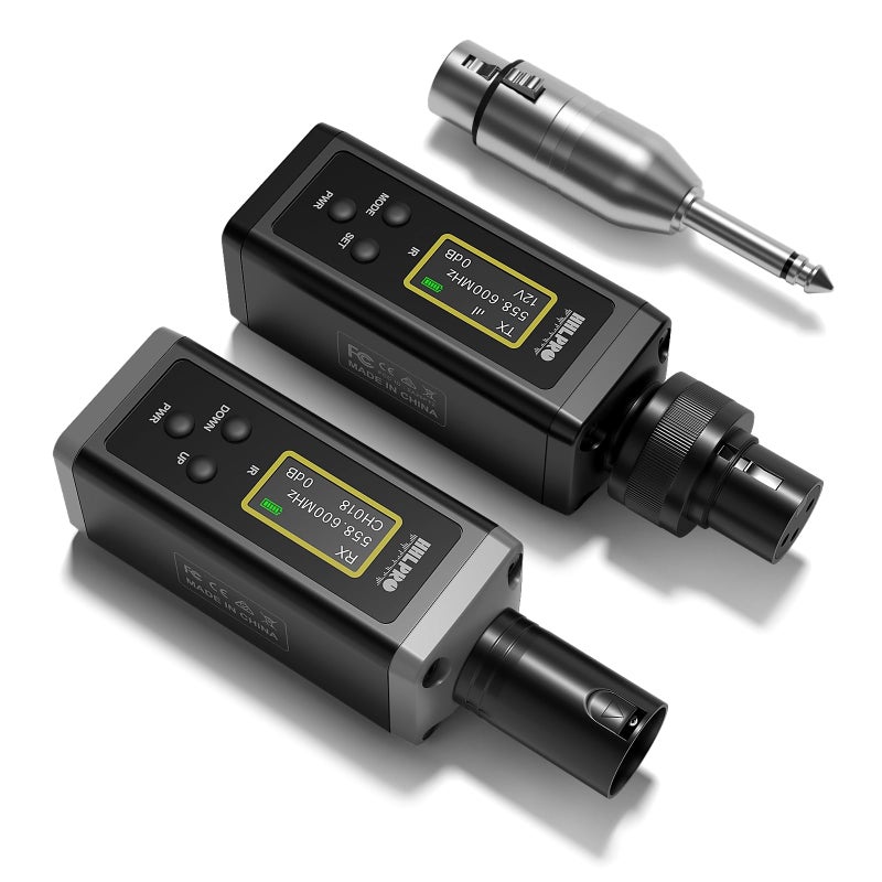 HHLPRO UHF Wireless XLR Transmitter and Receiver, 150 ft Range, Plug-on Wireless Microphone Adapter for Dynamic & Condenser Mic, Auto Channel Scanning, Compatible with Audio Mixer, PA System, F20 - Image 1