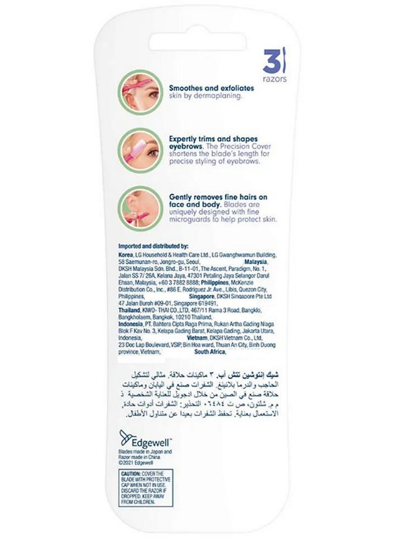 schick Intuition Touch Up 3 Razors+1 Precision Cap Eyebrow Styling & Facial Hair - Image 3