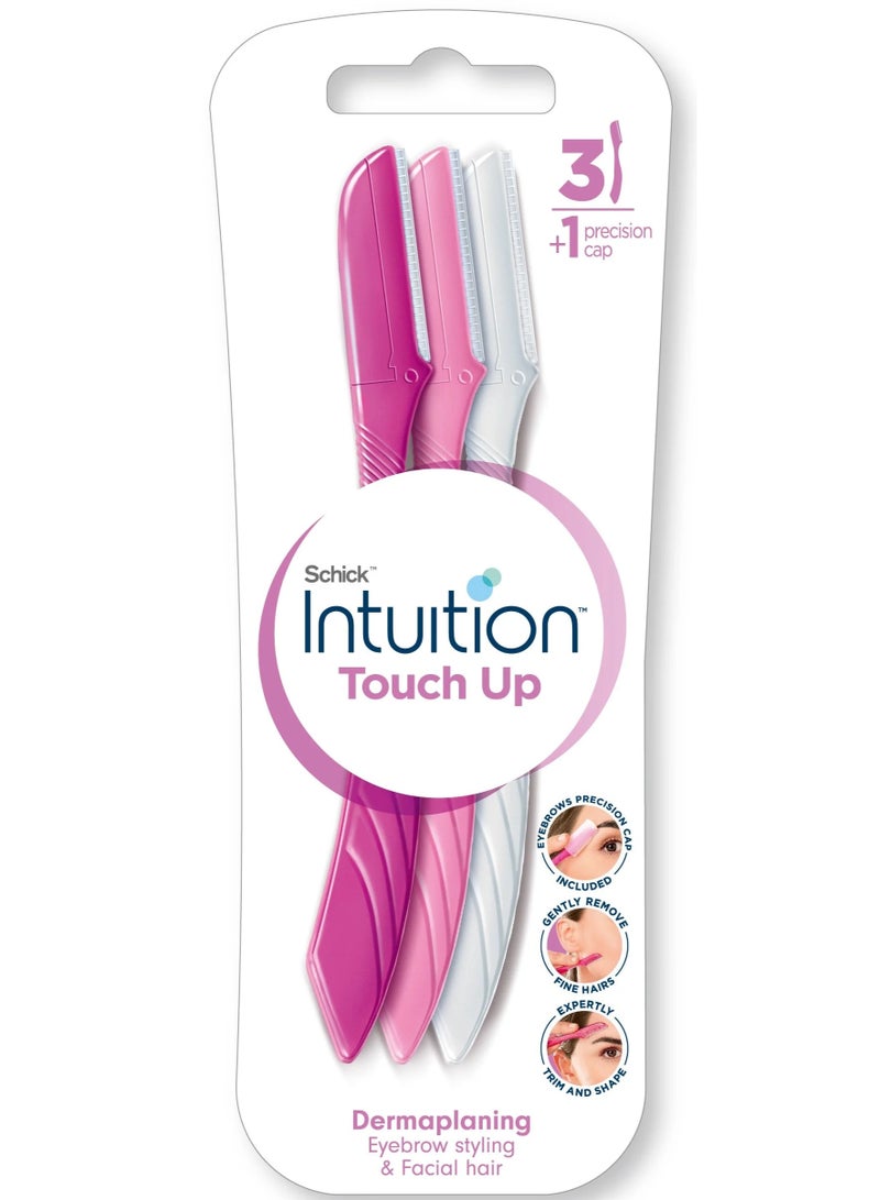 schick Intuition Touch Up 3 Razors+1 Precision Cap Eyebrow Styling & Facial Hair - Image 1
