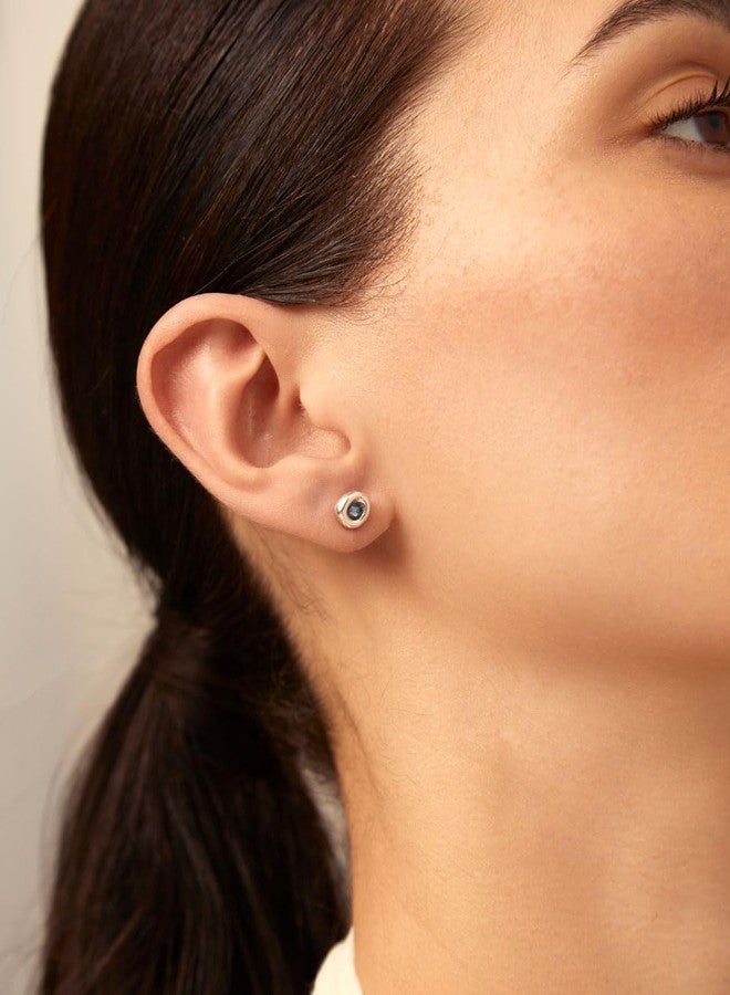 أونو دو 50 أقراط UNOde50 CIAMBELLA BLU، مطلية بالفضة الإسترلينية مع عناصر كريستالية متعددة الأوجه. - Image 3