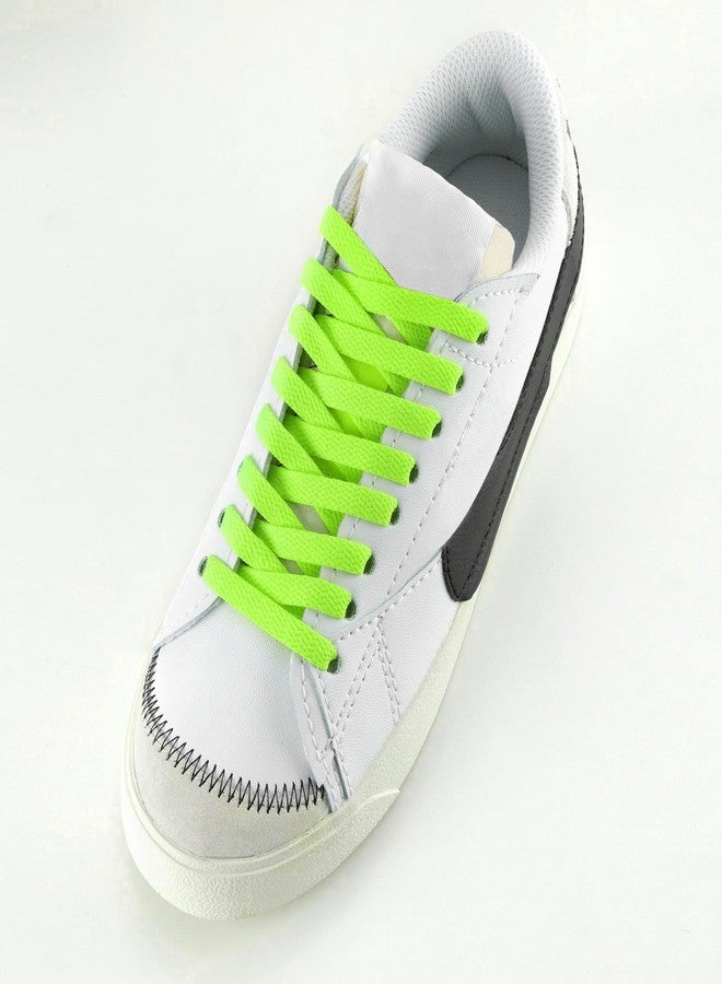 Handshop Flat Shoelaces 5/16" - 20 Colors in 36"-72" Shoe Laces For Sneakers, Neon Green(1 Pair), 48 inch (122 cm) - Image 2
