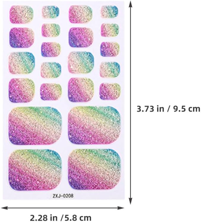 11pcs Waterproof Glitter Rainbow Toe Nail Stickers, Self-Adhesive Manicure Toe Nail Art Wraps for Women’s DIY Pedicure, Party and Vacation Use - Image 2