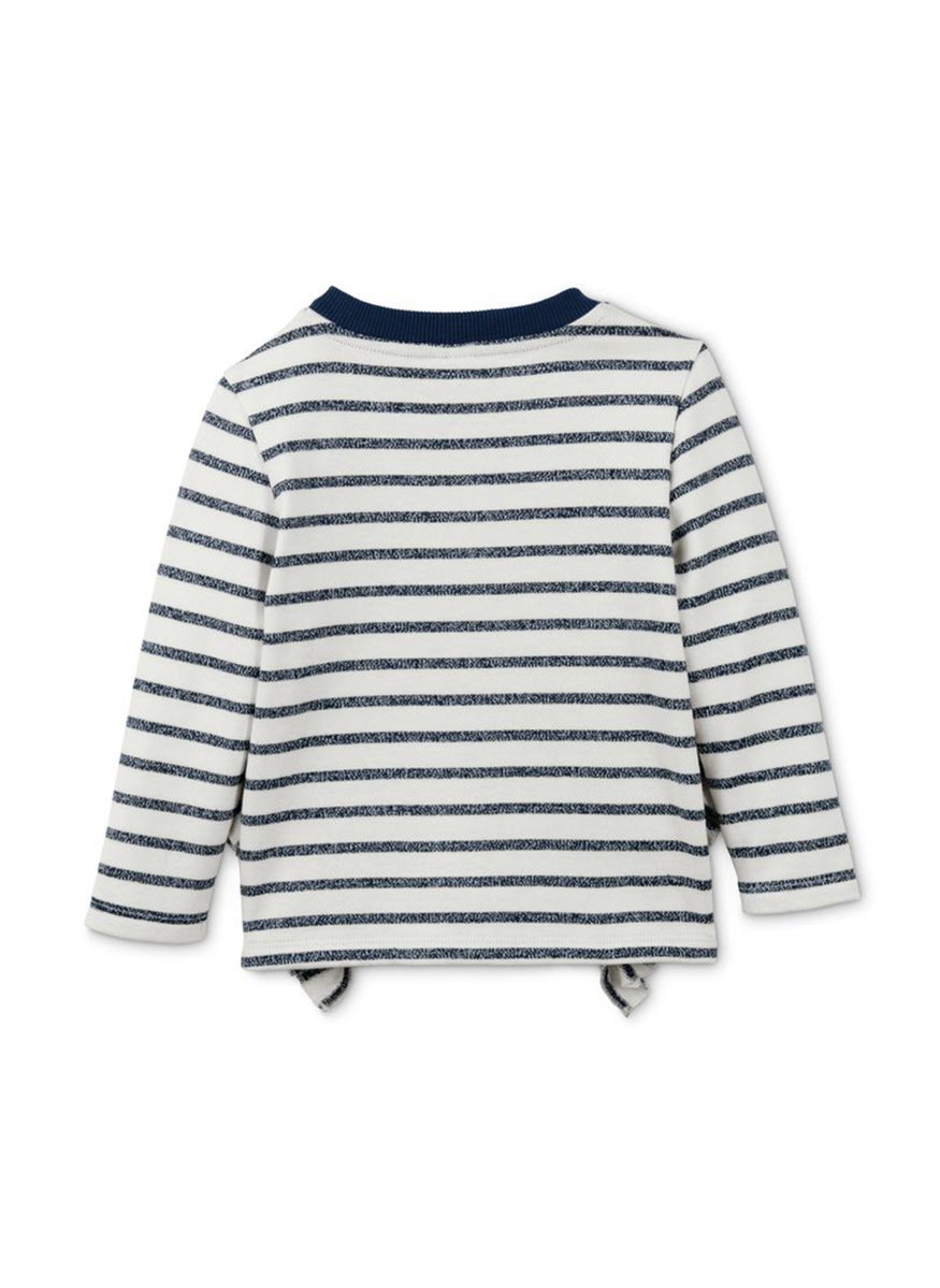 Tchibo Kids Girl Crew Neck Stripe Long Sleeve Sweatshirt, White  - Image 3