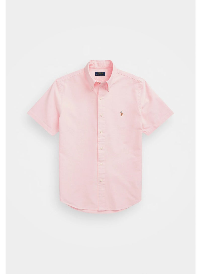 Polo Ralph Lauren Men's Classic-Fit Light Red Short Sleeve Oxford Shirt, M, Comfortable Casual Wear