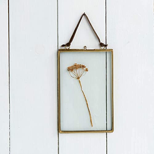 ARTINCO Art India Collections Hanging Brass Glass Rectangular Photo Frame For Dried Flowers, Pressed Flowers, Poster, Double Glass Frame, Glass Frames For Wall Décor 5x7 Inches - Image 4