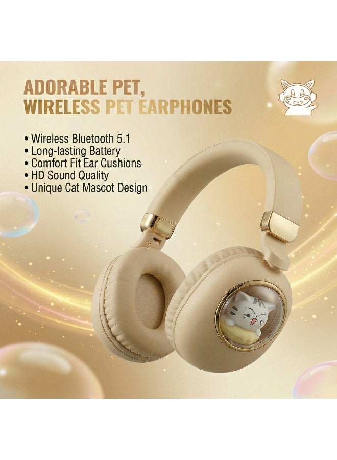 IMOAKA Head phone Wireless Over Ear Headphones , Works With Bluetooth Devices Cute Teddy Design - Image 1