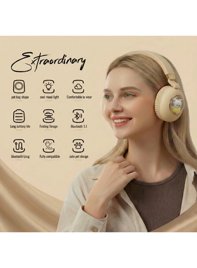 IMOAKA Head phone Wireless Over Ear Headphones , Works With Bluetooth Devices Cute Teddy Design - Image 3