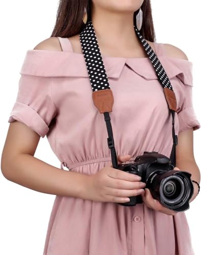 Eorefo Camera Strap Vintage Universal Shoulder Neck Belt Strap for All DSLR Camera Nikon Canon Sony Olympus Samsung Pentax Fujifilm,Black. - Image 2