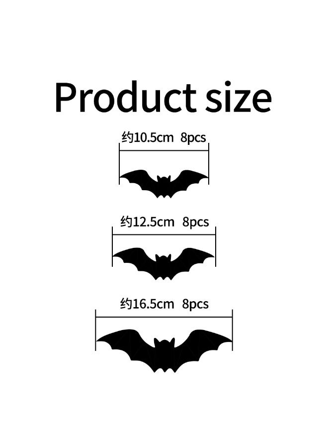 Halloween Spooky Glow 3D LED Bat Wall Decor, Halloween Lighted Flashing Bats (24Pcs) 2026 New LED Purple Lighted 3D Bats Halloween Decoration, Removable PVC Bats Sticker for Indoor Outdoor Home Window Party Supplies - Image 2