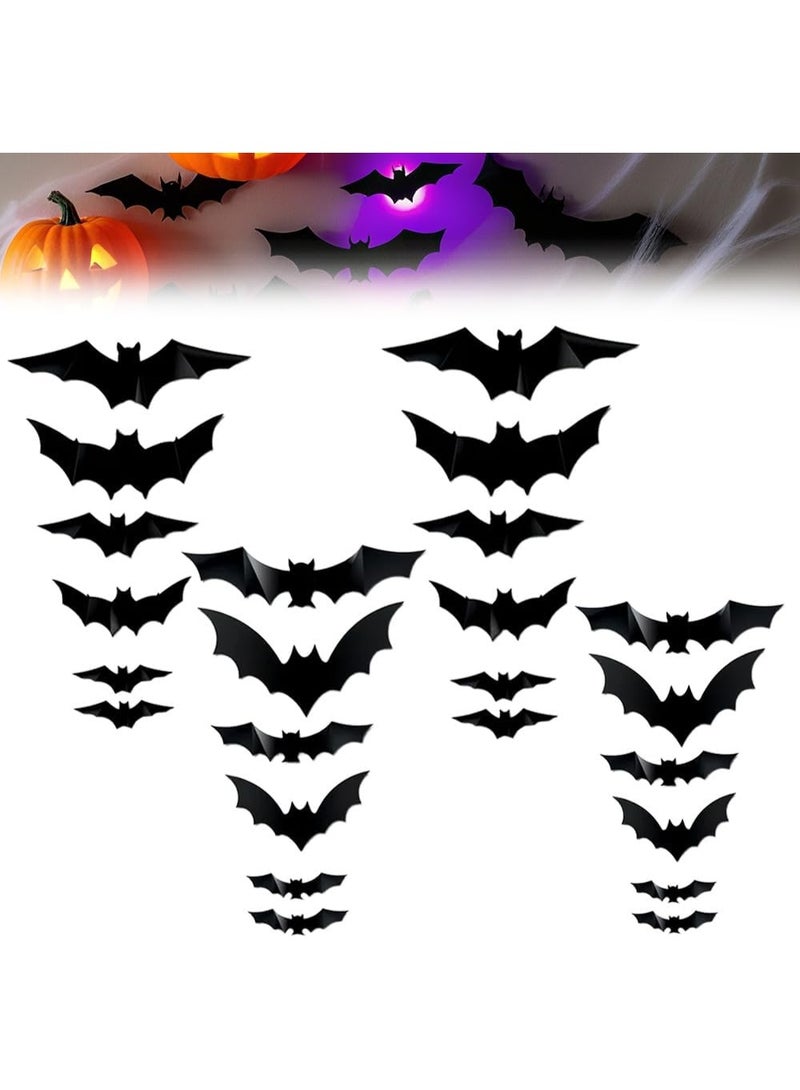 Halloween Spooky Glow 3D LED Bat Wall Decor, Halloween Lighted Flashing Bats (24Pcs) 2026 New LED Purple Lighted 3D Bats Halloween Decoration, Removable PVC Bats Sticker for Indoor Outdoor Home Window Party Supplies - Image 3