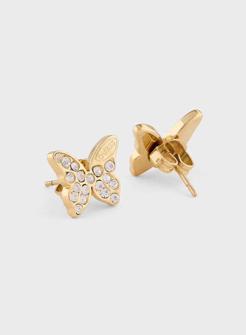 GUESS Pave Butterfly Stud Earrings