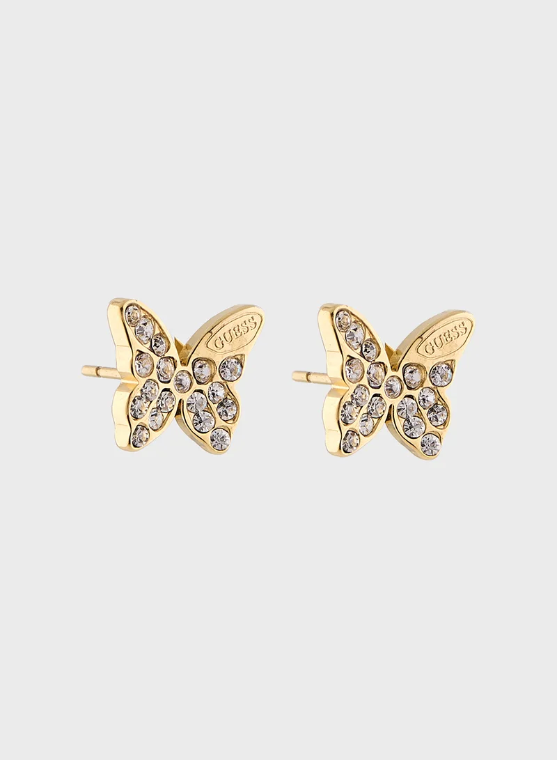 GUESS Pave Butterfly Stud Earrings