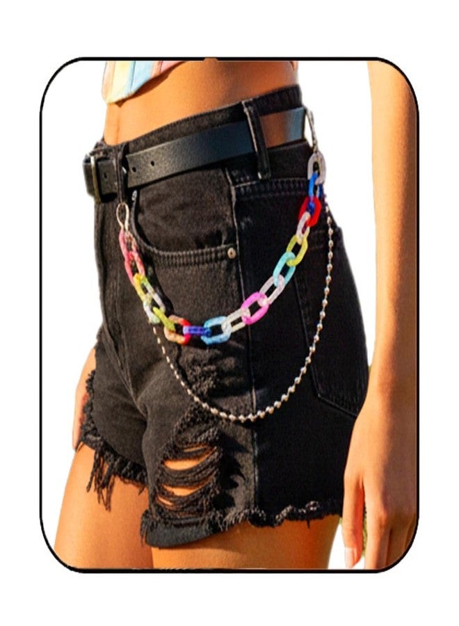 GENBREE Rainbow Pant Chain Hip Hop Colorful Trousers Acrylic Chain For Women (Two layer) - Image 1