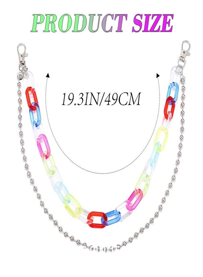 GENBREE Rainbow Pant Chain Hip Hop Colorful Trousers Acrylic Chain For Women (Two layer) - Image 4