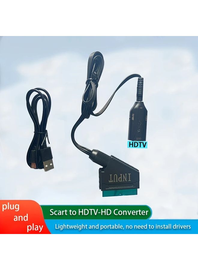 Scart To HD Video Converter Adapter Cable 1080P For VHS TV Box DVD PC PS4 Monitor - Image 1
