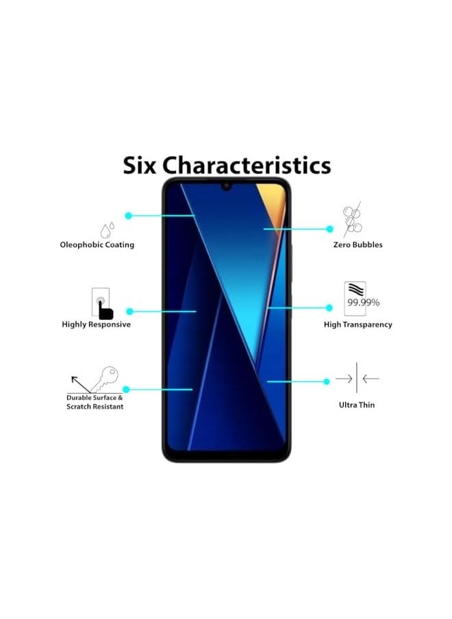 Screen protector compatible with Poco C65 / Poco M6, Screen Protector Tempered Glass [Anti-Glare][HD Full Coverage][Easy Installation][9H Hardness][Touch Sensitive][ Anti-Shatter]