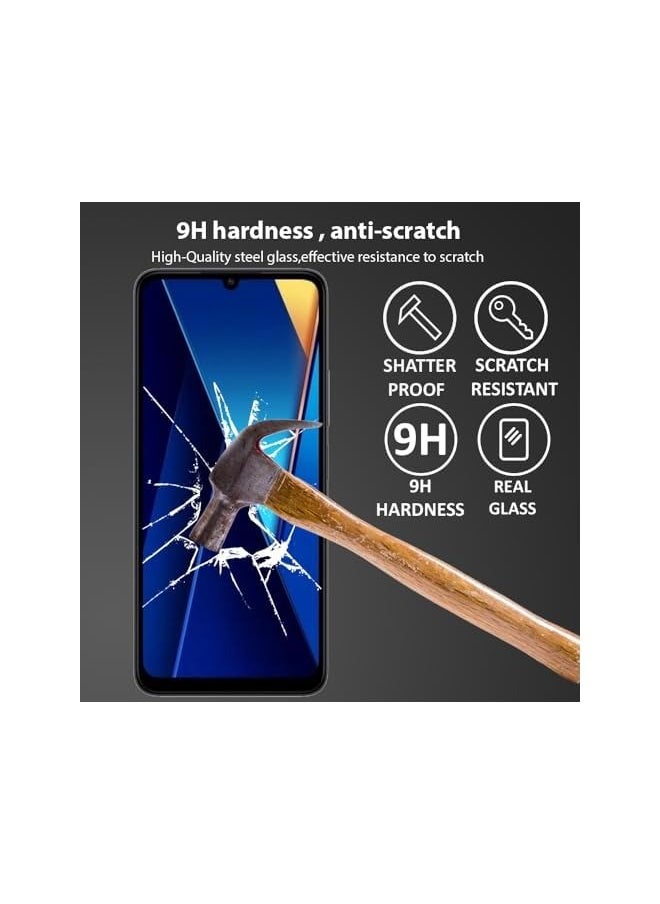 Screen protector compatible with Poco C65 / Poco M6, Screen Protector Tempered Glass [Anti-Glare][HD Full Coverage][Easy Installation][9H Hardness][Touch Sensitive][ Anti-Shatter]