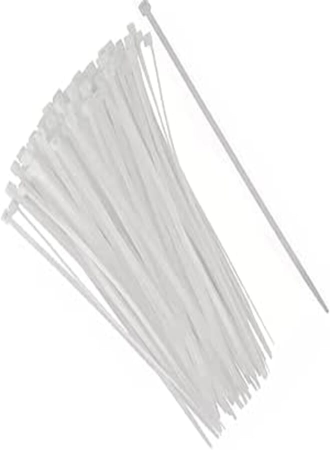 Cable Jumper Plastic Tie, Aviz Heavy Duty Self Locking Utility Belt (100 Bands, White, 37cm, 4.8mm) - by KaberTrade