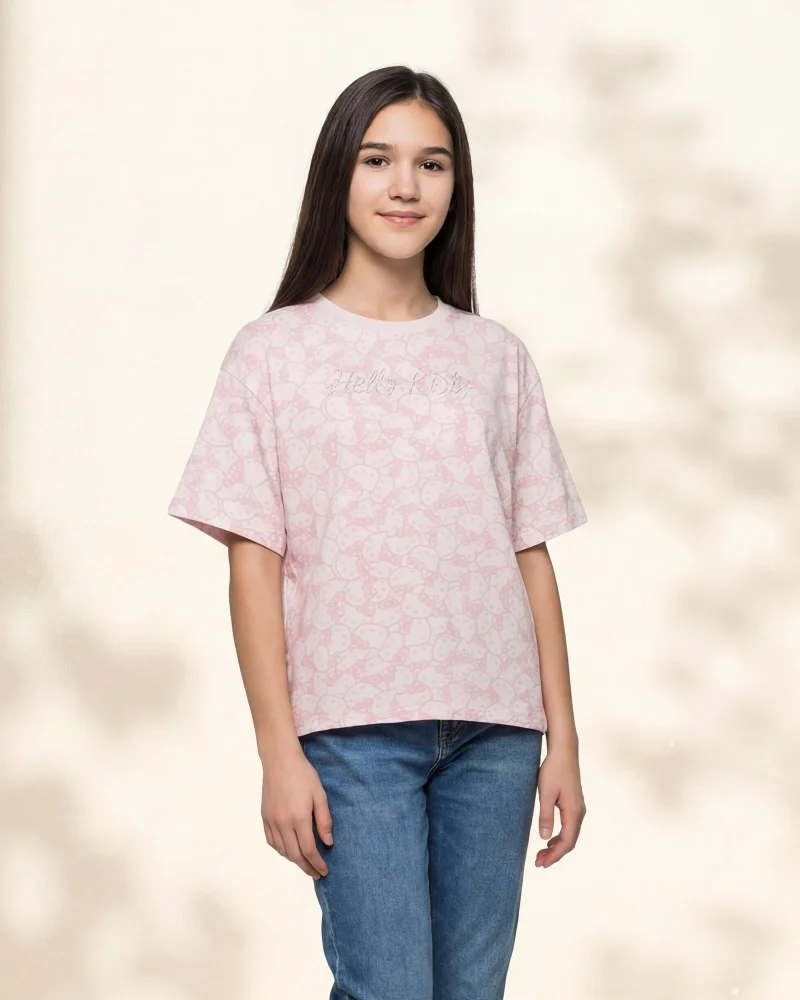Redtag Senior Girls Pink Printed T-Shirt