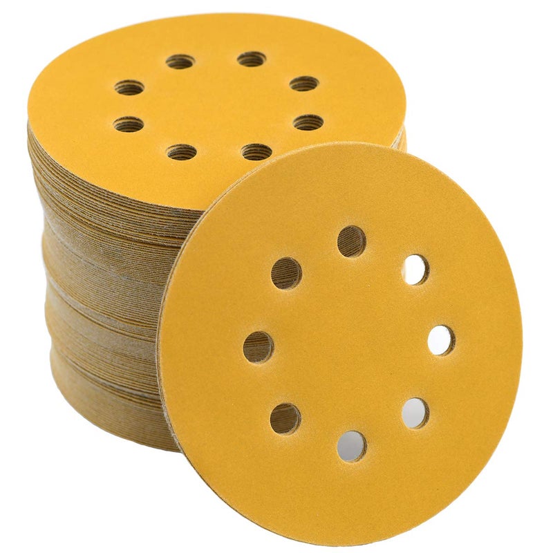 Aiyard 5-Inch 8-Hole Hook and Loop Sanding Discs 400-Grit Random Orbit Sandpaper, 100-Pack - Image 1