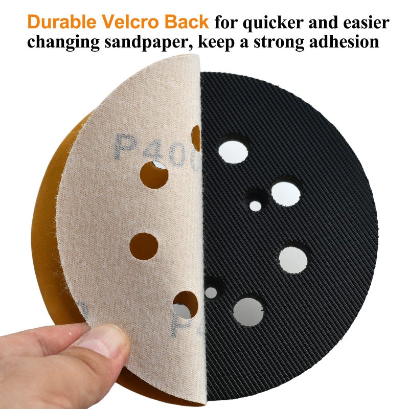 Aiyard 5-Inch 8-Hole Hook and Loop Sanding Discs 400-Grit Random Orbit Sandpaper, 100-Pack - Image 4