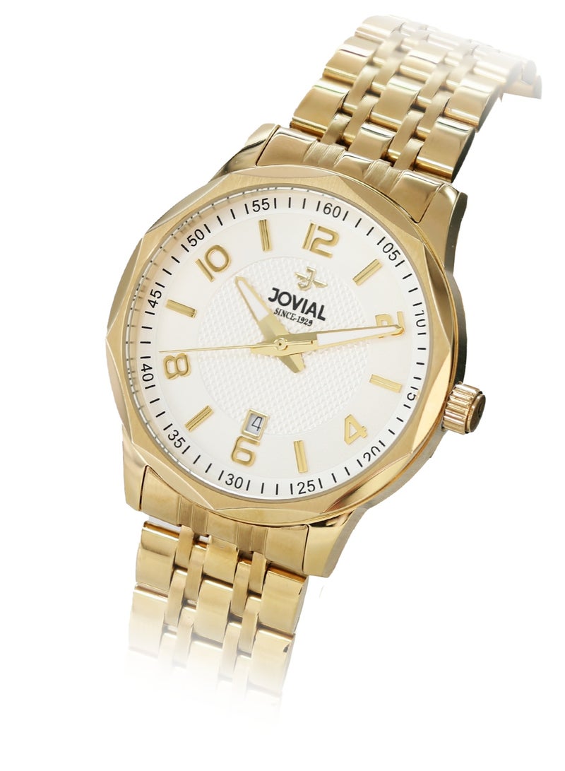 Jovial JOVIAL 5053GGMQ01E Men's Stainless Steel Watch, White Dial, Water Resistant, Analog, 40MM - Image 2