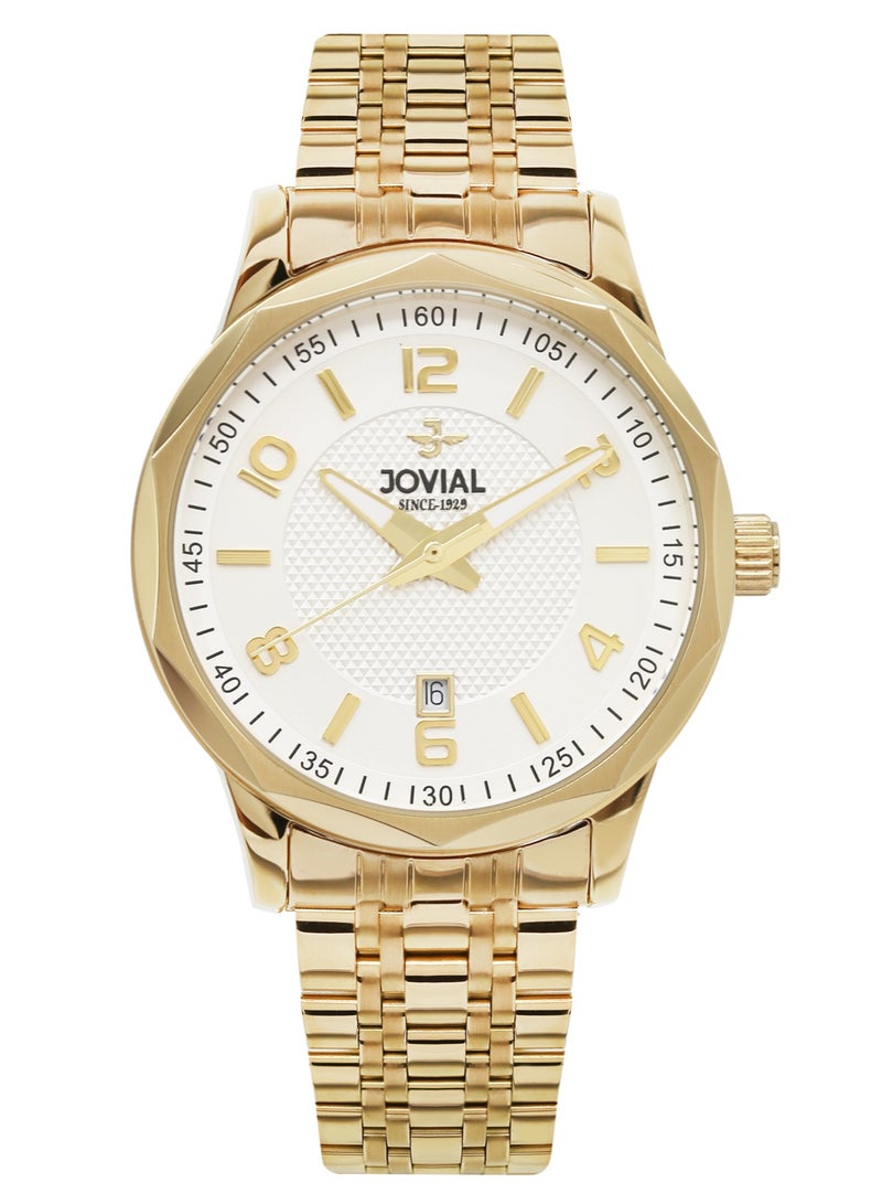 Jovial JOVIAL 5053GGMQ01E Men's Stainless Steel Watch, White Dial, Water Resistant, Analog, 40MM - Image 1