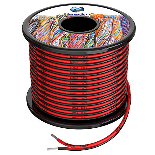 Haerkn 14 awg Silicone Electrical Wire 2 Conductor Parallel Wire line 50ft [Black 25ft Red 25ft] 14 Gauge Soft and Flexible Hook Up Oxygen Free Strands Tinned Copper Wire - Image 1