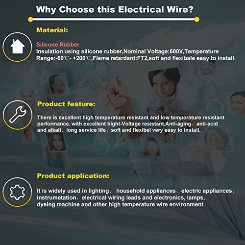 Haerkn 14 awg Silicone Electrical Wire 2 Conductor Parallel Wire line 50ft [Black 25ft Red 25ft] 14 Gauge Soft and Flexible Hook Up Oxygen Free Strands Tinned Copper Wire - Image 5
