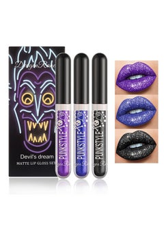 3Pcs Black Blue Purple Liquid Glitter Lipstick Glitter Lip Gloss Setdiamond Shimmer Matte Lipstick Set Long Lasting High Pigment Glitter Lip Stick Kit Lip Gloss Set Halloween Makeup Gift Set D - pzsku/Z4E6FAB2FB93FDD6C6ECFZ/45/_/1720077549/2e889eef-dade-4a62-9a3c-9e130dd1b97b