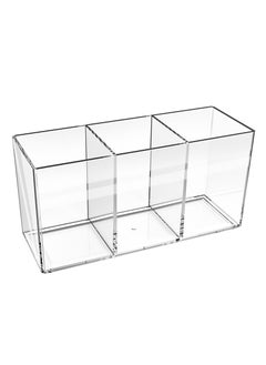 NIIMBOT Acrylic Pen Holder 3 Compartments,Clear Pencil Holder Organizer Makeup Brush Holder for Office Desk Accessories, Cosmetic Brush Storage Box, Dorm, Bathroom, Kitchen  - Image 3