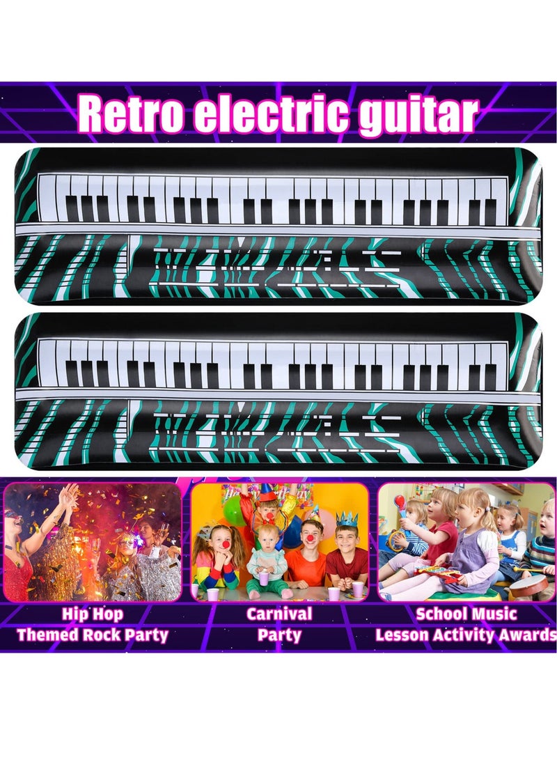 Excefore Inflatable Keyboard, Piano Rock Star Toys, Party Props, Electric Blow up Keyboard, Piano Rock and Roll Party Decorations for Kids, 80s 90s Themed Party Carnival Birthday Supplies(2PCS) - Image 2