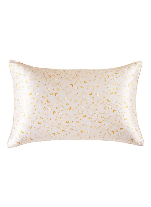 THXSILK Natural Mulberry Silk Pillowcase for Hair and Skin  6A+ Grade Mulberry Silk Pillow Case Standard Size  Real Silk Pillowcase with Concealed Zipper(Peachy Beige Constellation Pattern  Standard)