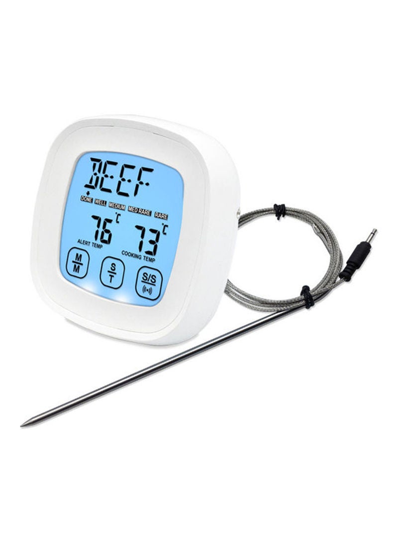 Digital Timer Contact Screen Waterproof Meat Food Thermometer White 19x3x9cm - Image 1
