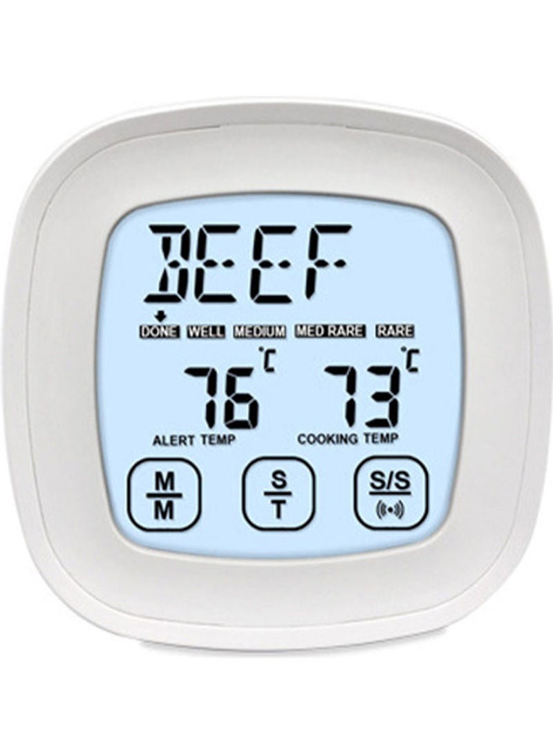 Digital Timer Contact Screen Waterproof Meat Food Thermometer White 19x3x9cm - Image 2