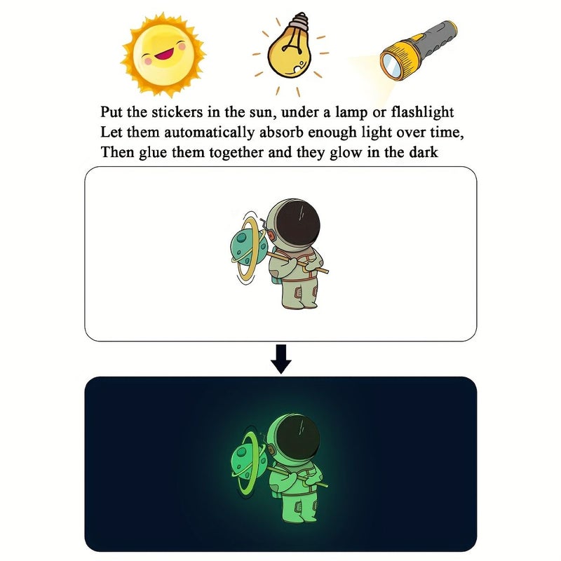 Green Light Glow In The Dark Astronaut Switch Sticker For Wall Decor - Image 5