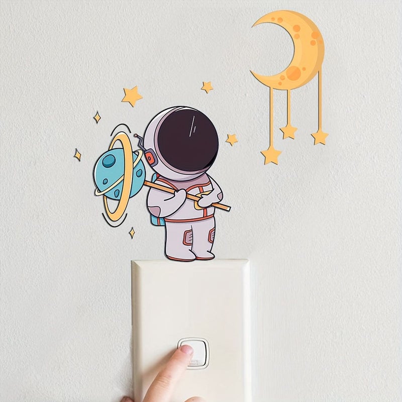 Green Light Glow In The Dark Astronaut Switch Sticker For Wall Decor - Image 2