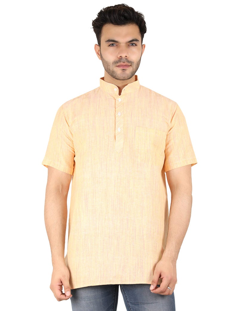 LATEST CHIKAN Men's Cotton Regular Casual Short Kurta Half Sleeves - SK-LJ-Y-40 - Image 1