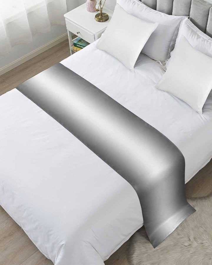 Grey Ombre Bed Runner 83x20 Inches for Queen Size Bed Decorative Throw - Image 1