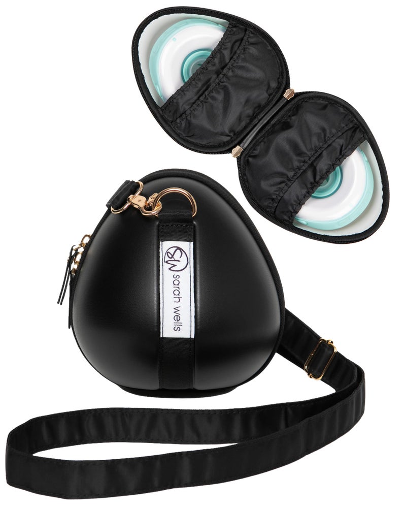 Sarah Wells Milkwear Pump Case for Wearable Breast Pumps Hard Shell Protective Storage with Flat Bottom Strap Options Fits Most Wearables Compact Pumping Organizer for Travel Work Black - Image 2