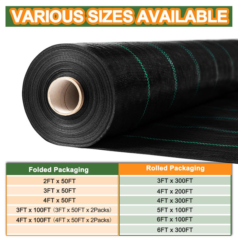 Winisok Weed Barrier Landscape Fabric Heavy Duty, 3FT x 100FT Thicken Garden Fabric Weed Mats Cloth, Durable Weed Control Mulch Breathable for Landscaping Weed Blocker Garden Bed Cover(2 Pack 3x50FT) - Image 5